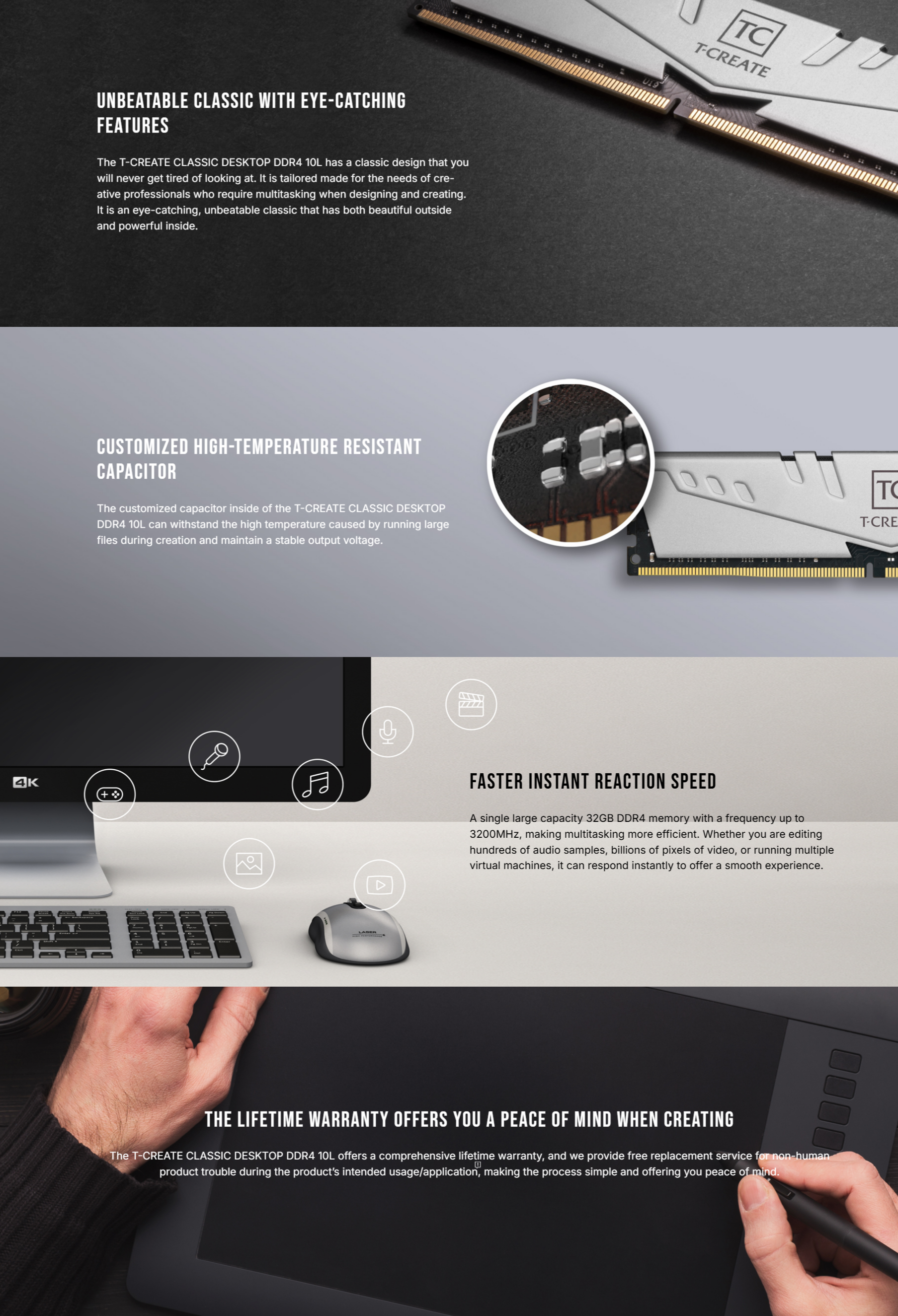 A large marketing image providing additional information about the product Team T-Create Classic 32GB Kit (2x16GB) DDR4-3200 C22 - Additional alt info not provided